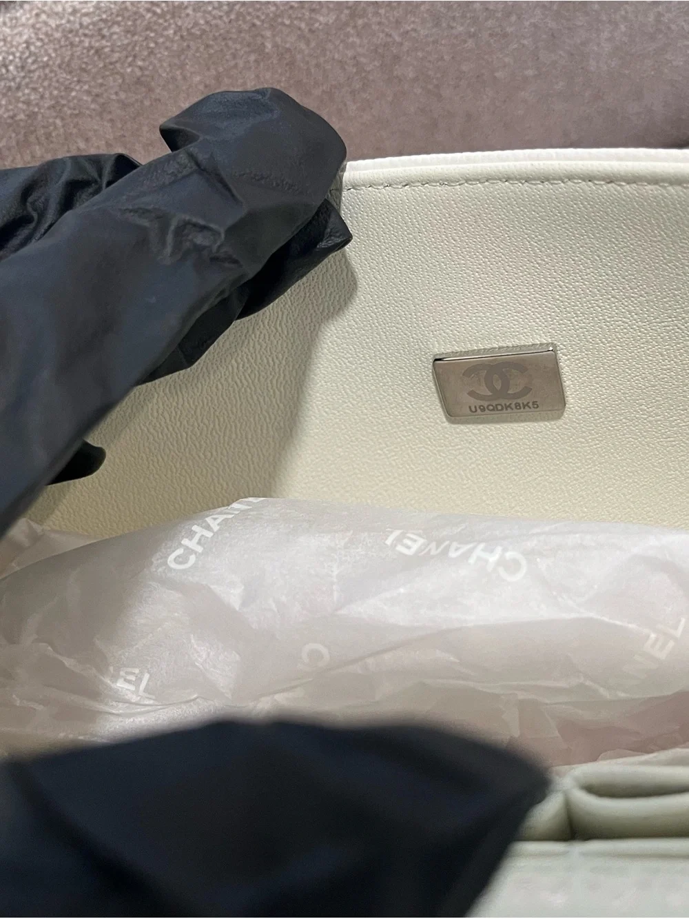 CHANEL Quilted Caviar Leather Flap Bag in White with Silver Hardware